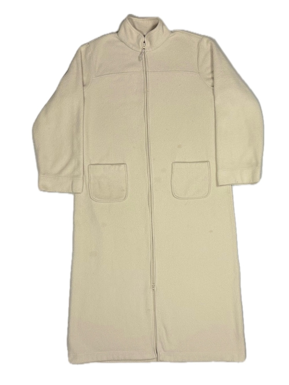 LL Bean cream beige full zip winter fleece robe housecoat women's large